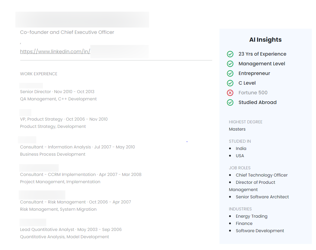 Image for What are the typical AI insights that are displayed on the alumni profile?